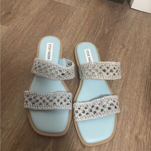 Steve Madden Light Blue and Gray Woven Sandals